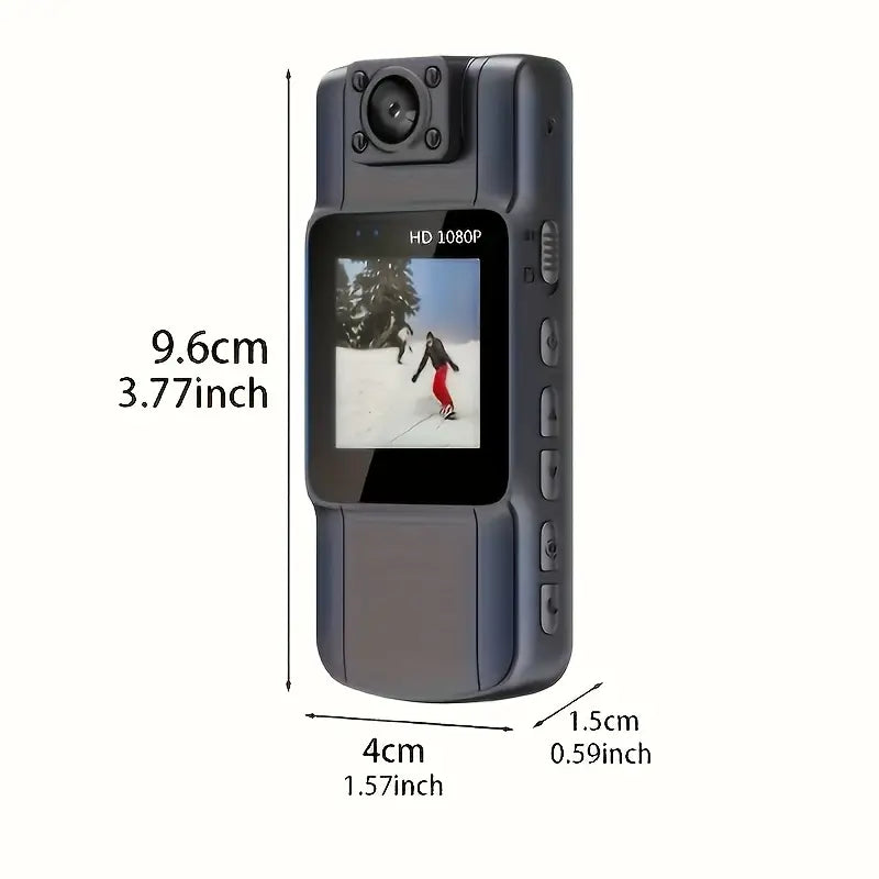 Mini caméra portable avec écran HD IPS et rotation 180°