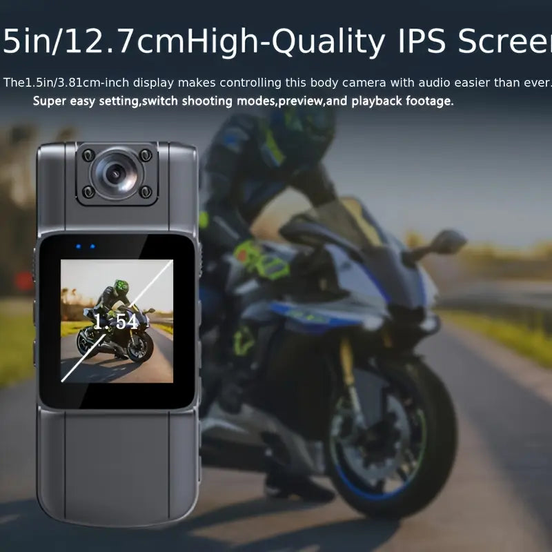 Mini caméra portable avec écran HD IPS et rotation 180°