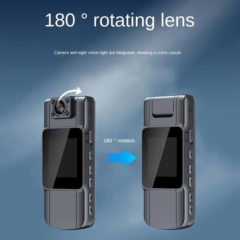 Mini caméra portable avec écran HD IPS et rotation 180°